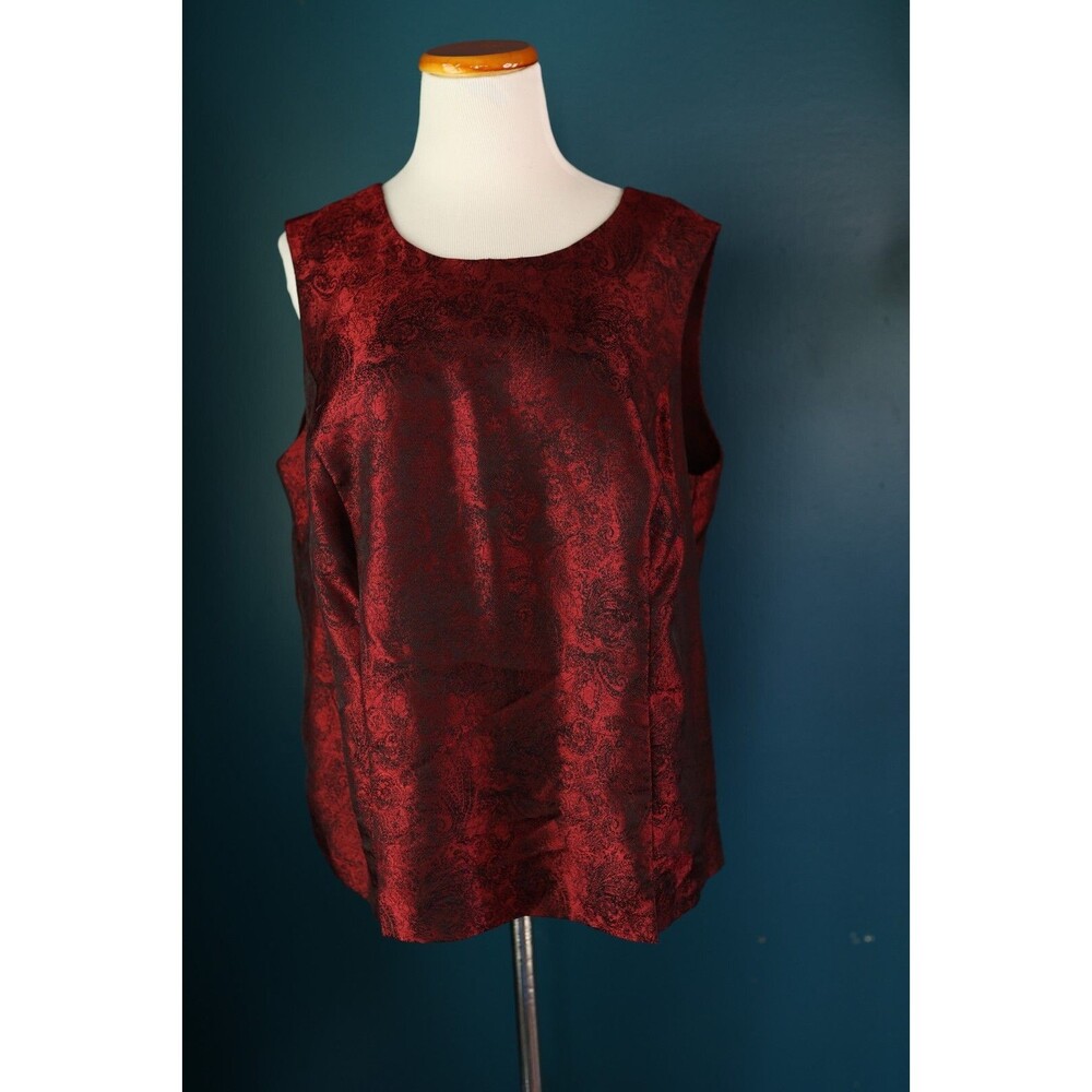 Vintage Perceptions By Irene B Metallic Red Black Tank Top Whimsigoth Vampy 16W